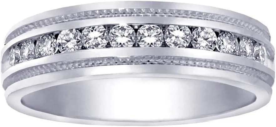 0.50 CT TW Round Cut Diamond Men's Ring in 14k White Gold Channel Setting