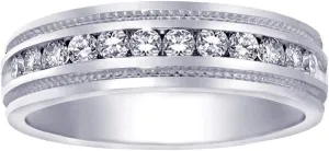 0.50 CT TW Round Cut Diamond Men's Ring in 14k White Gold Channel Setting