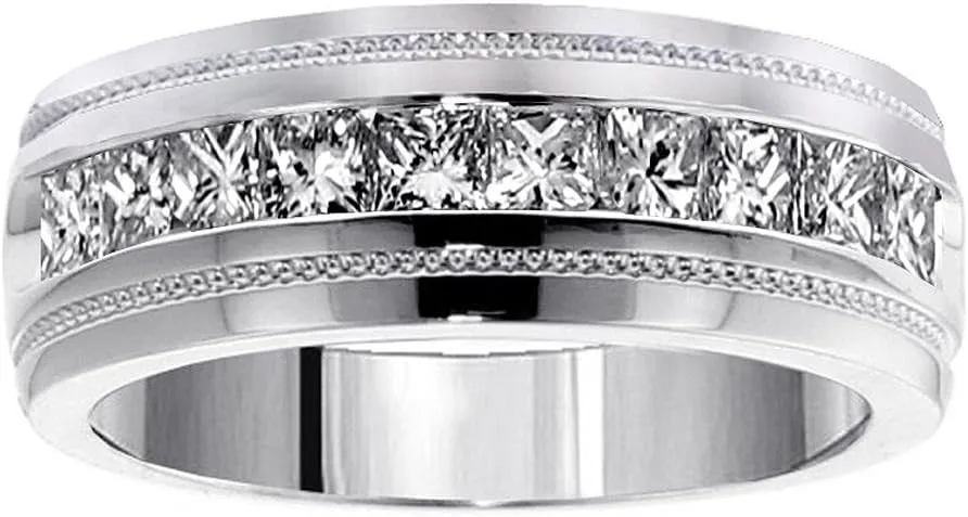 1.00 CT TW Princess Cut Diamond Men's Ring in Platinum Channel Setting
