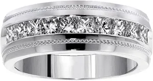 1.00 CT TW Princess Cut Diamond Men's Ring in Platinum Channel Setting