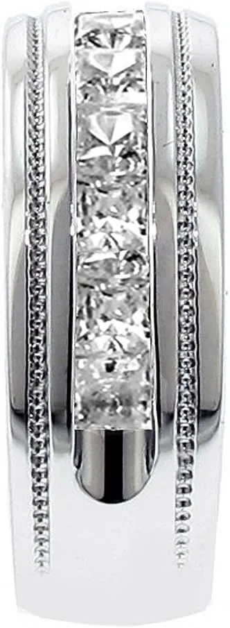 1.00 CT TW Princess Cut Diamond Men's Ring in Platinum Channel Setting