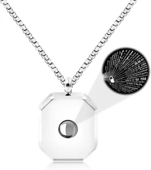 100 Languages I Love You Necklaces | Personalized Square Stainless Steel Necklace with Love Projection | Unique Jewelry for Her | YA5222