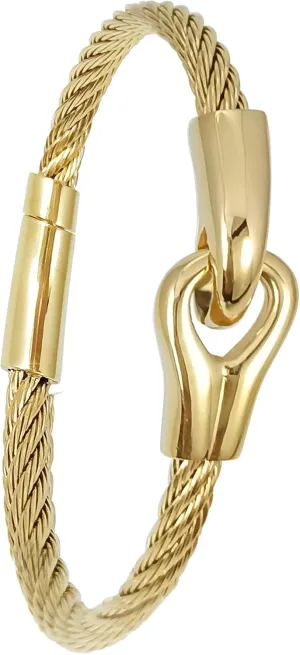14K Gold Bracelets for Men Gold Plated Bracelets for Men Stainless Steel Bracelets Charm Cable Twist Bracelet for Men Buckle Bangle Bracelet for Men Gift for Men
