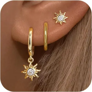 14K Gold Earring Sets for Women, Cute Earrings Dangle for Women Trendy 2024, Dainty Earring Stacks for Women, Hypoallergenic Earring Jewelry Silver & Gold