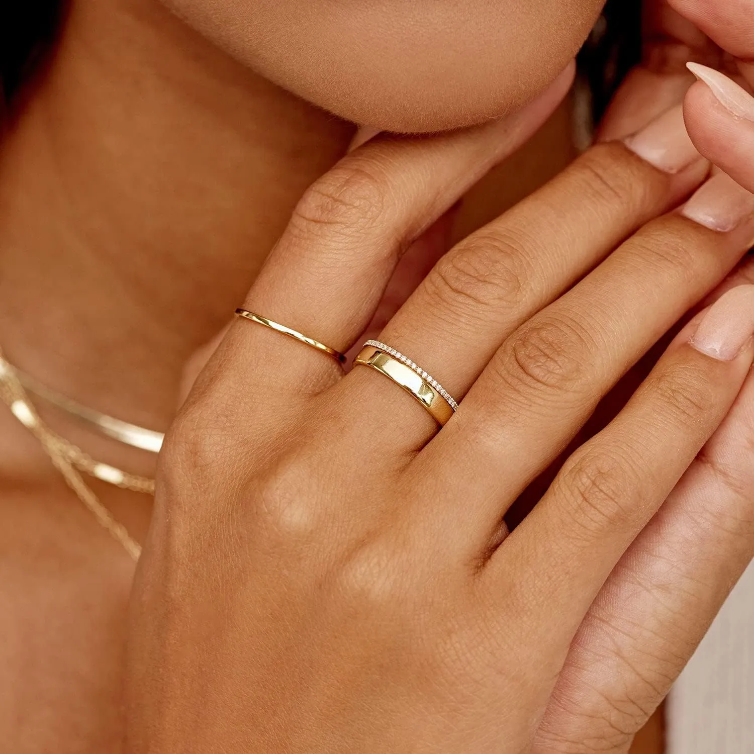 14K Gold Filled Rings Band Rings for Women Thin Gold Ring Plain Statement Band Ring Comfort Fit Size 5 to 10