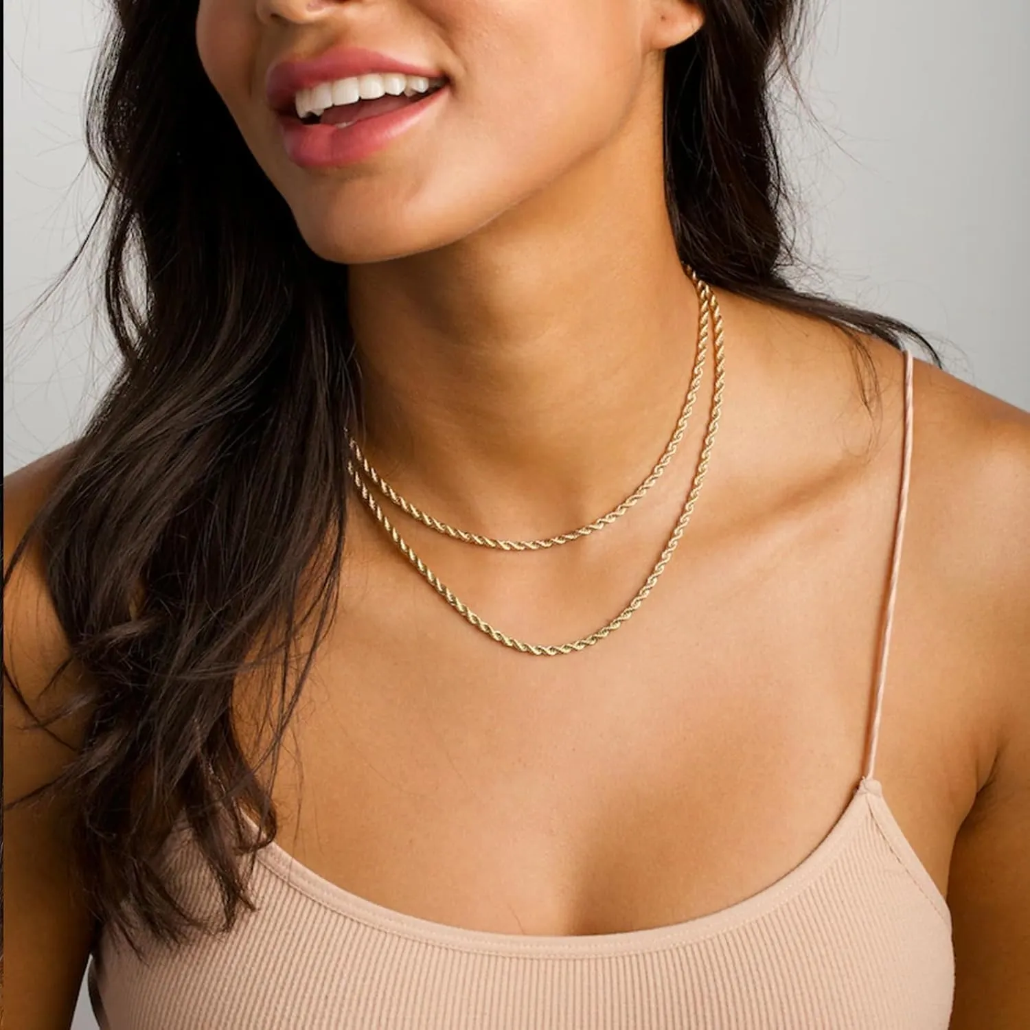 14K Gold Herringbone Necklaces for Women,Layered Dainty Silver Stack Snake Parperclip Rope Cuban Chain Necklaces for Womens,Thin Stack Trendy Choker Jewelry Sets for Women Gifts
