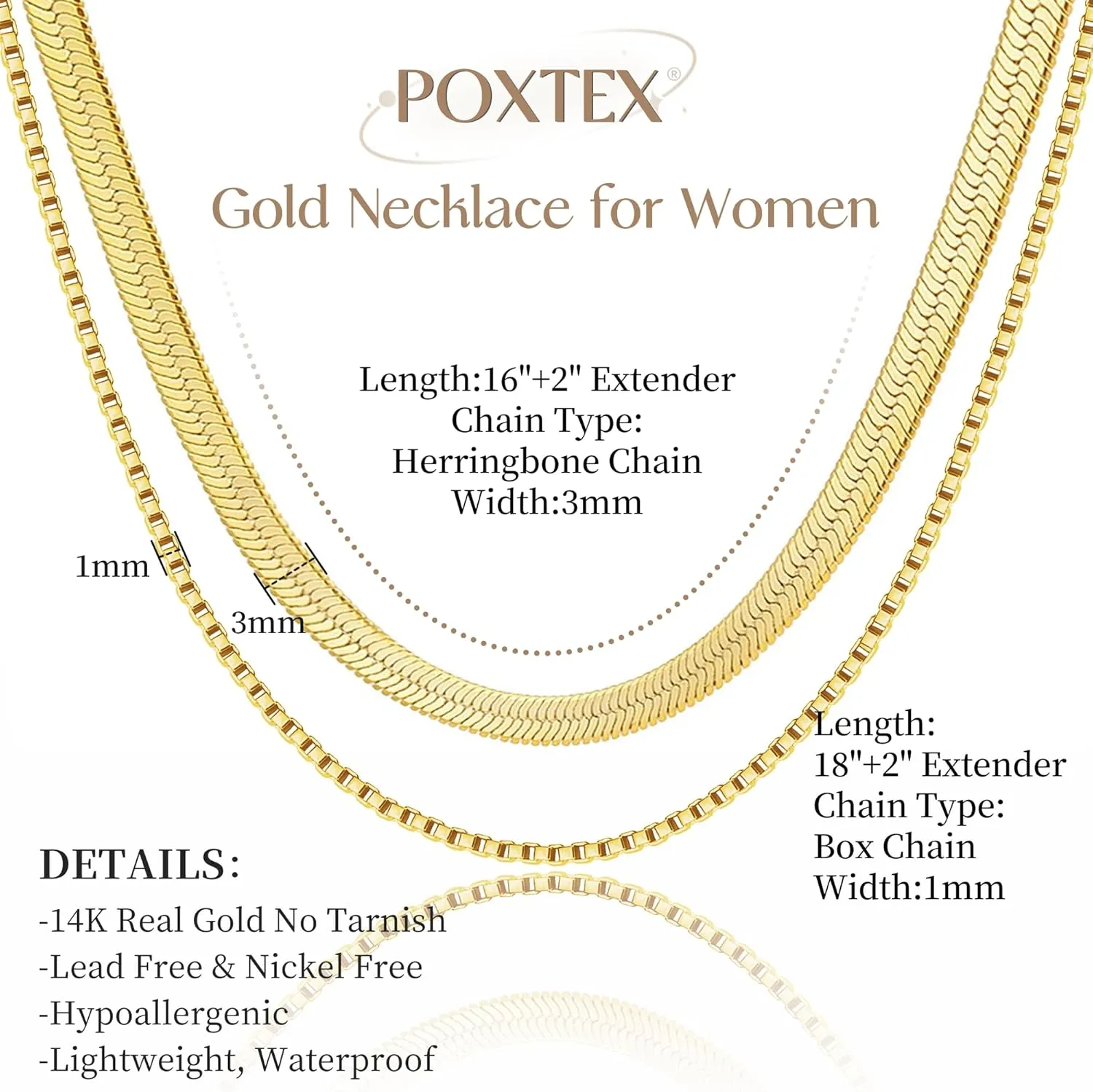 14K Gold Herringbone Necklaces for Women,Layered Dainty Silver Stack Snake Parperclip Rope Cuban Chain Necklaces for Womens,Thin Stack Trendy Choker Jewelry Sets for Women Gifts