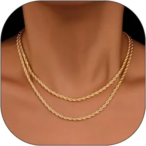 14K Gold Herringbone Necklaces for Women,Layered Dainty Silver Stack Snake Parperclip Rope Cuban Chain Necklaces for Womens,Thin Stack Trendy Choker Jewelry Sets for Women Gifts