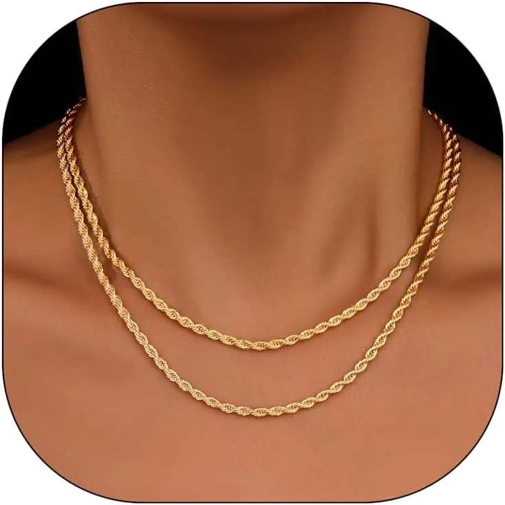 14K Gold Herringbone Necklaces for Women,Layered Dainty Silver Stack Snake Parperclip Rope Cuban Chain Necklaces for Womens,Thin Stack Trendy Choker Jewelry Sets for Women Gifts
