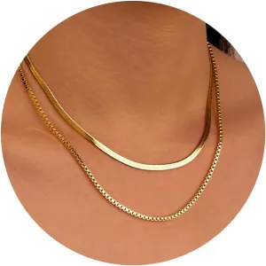 14K Gold Herringbone Necklaces for Women,Layered Dainty Silver Stack Snake Parperclip Rope Cuban Chain Necklaces for Womens,Thin Stack Trendy Choker Jewelry Sets for Women Gifts