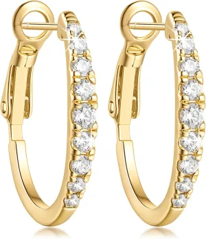 14K Gold Hoop Earrings Cubic Zirconia big Womens Earrings large Hoop Earring Small Gold Jewelry for Women Earring 16MM / 25MM