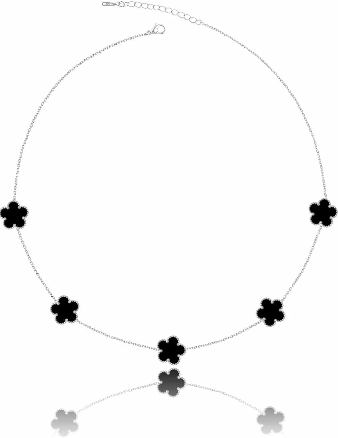 14K Gold Plated Four Leaf Clover Pendant Dot Necklace for Women Lucky Flower Jewelry