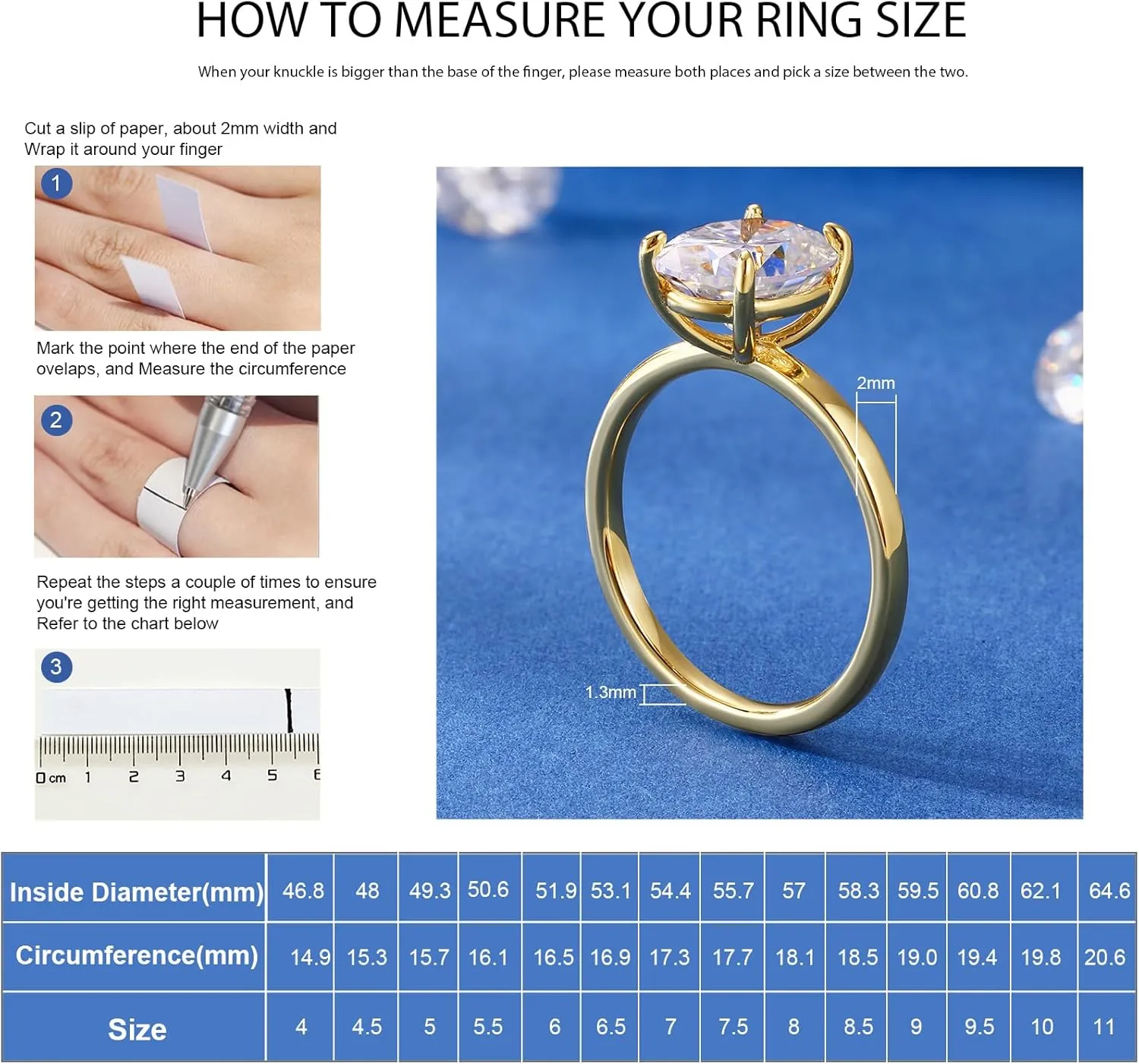 1.5 2 3 Carat Moissanite Rings For Women Oval Moissanite Engagement Ring 18K Gold Plated 925 Sterling Silver Promise Rings for Women
