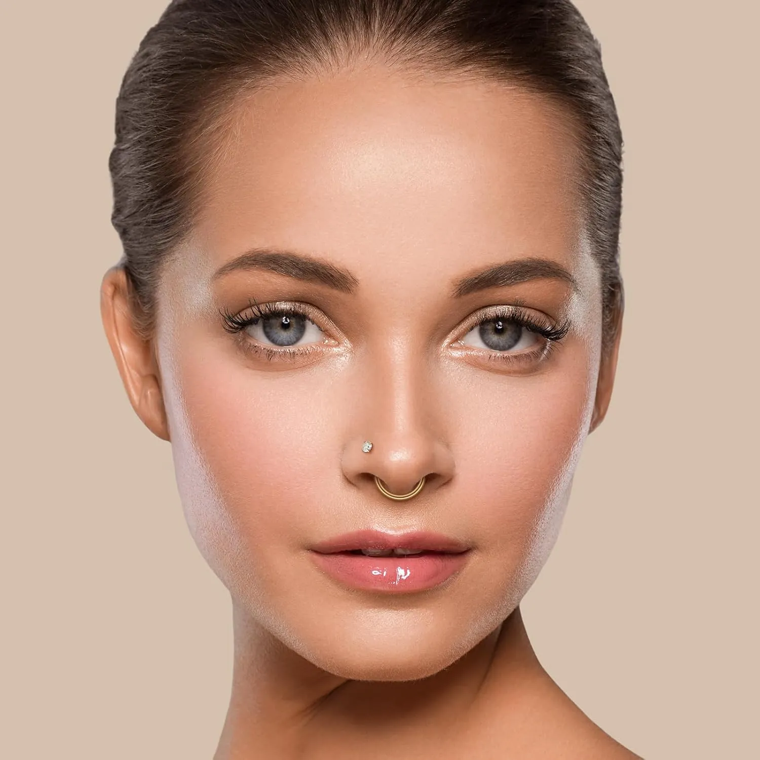 18G Surgical Steel Nose Ring,Hypoallergenic Nose Ring Studs Set L Shape Nose Studs Body Piercing Nose Hoop Ring for Women Men 9pcs