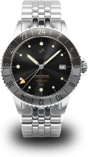 1982 GMT World Traveler Watch for Men - Steel Mens Watch - 316L Stainless Steel Analog Quartz 10 ATM Waterproof Men Watches - Round Sapphire Crystal Dial Men Watch