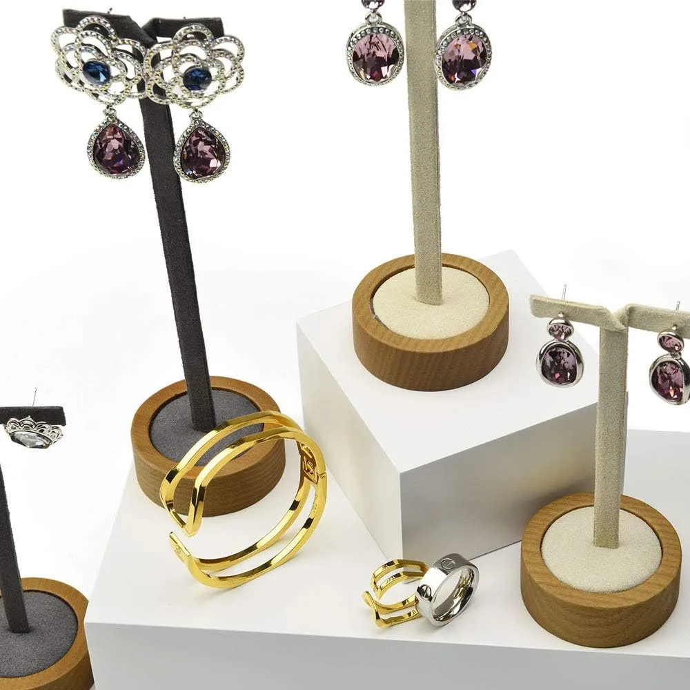 2 Pcs Earrings Display Stands Solid Wood Display Stand Earrings Jewelry Display Photograph (WSM02302)