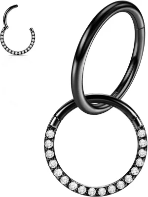 20G 18G 16G 14G Hinged Nose Rings Hoops: 2 Pcs Surgical Steel Seamless Twisted CZ Nose Rings Clicker for Septum Lip Piercing Cartilage Helix Tragus Conch Rook Daith Lobe Earrings 6mm 7mm 8mm 9mm 10mm 12mm Body Piercing Jewelry