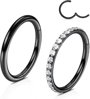 20G 18G 16G 14G Hinged Nose Rings Hoops: 2 Pcs Surgical Steel Seamless Twisted CZ Nose Rings Clicker for Septum Lip Piercing Cartilage Helix Tragus Conch Rook Daith Lobe Earrings 6mm 7mm 8mm 9mm 10mm 12mm Body Piercing Jewelry