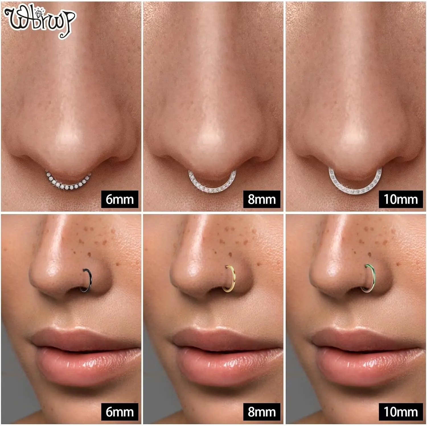 20G 18G 16G 14G Hinged Nose Rings Hoops: 2 Pcs Surgical Steel Seamless Twisted CZ Nose Rings Clicker for Septum Lip Piercing Cartilage Helix Tragus Conch Rook Daith Lobe Earrings 6mm 7mm 8mm 9mm 10mm 12mm Body Piercing Jewelry