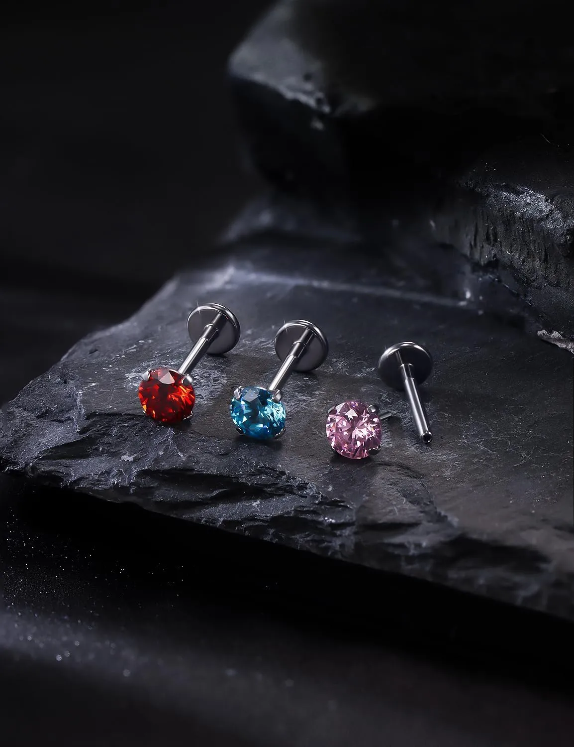 20G 18G 16G Titanium Threadless Flat Back Earrings Nose Ring Studs Tragus Labret Medusa Piercing Jewelry G23 Monroe Lip Ring Snake Bite Forward Helix Conch Cartilage Earrings Piercing Jewelry