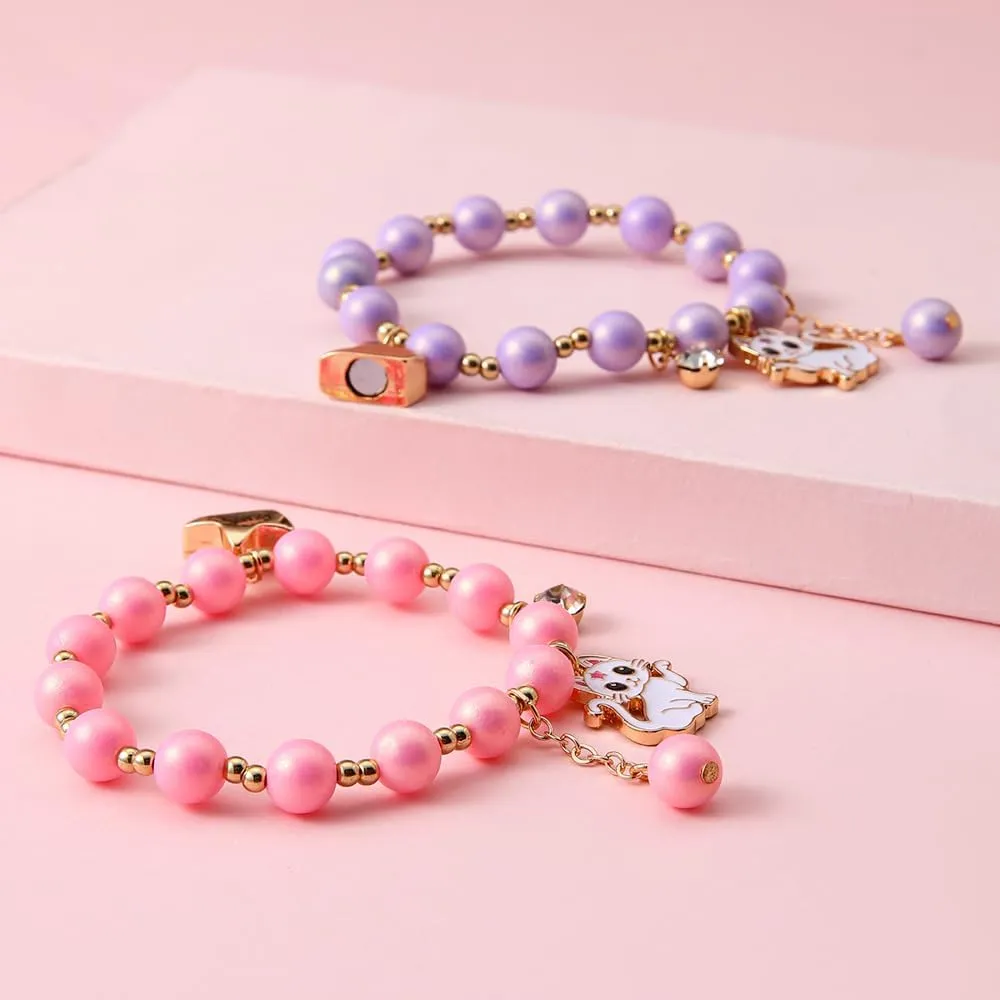 2/3 Pcs Best Friends Couple Bracelets Love Heart Cute Cats Butterfly Cross Pendants Beads Stretch Bracelets for Women Mother Daughter Birthday Gift