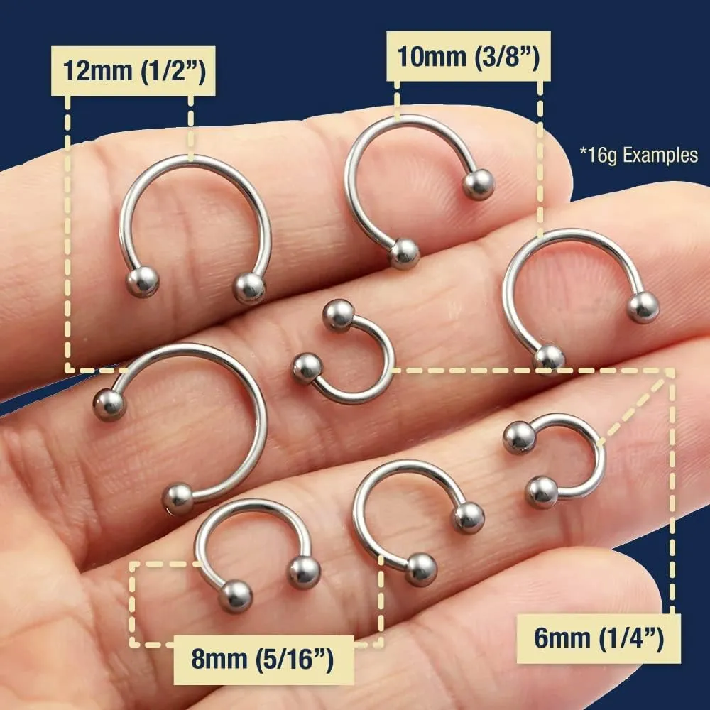 2pc Surgical Stainless Steel Horseshoe Hoop 4mm Spike Circular Barbells Earrings Cartilage Helix Septum Nose Lip Rings Spike (choose Color, Gauge, Diameter)