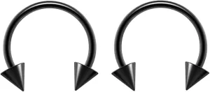 2pc Surgical Stainless Steel Horseshoe Hoop 4mm Spike Circular Barbells Earrings Cartilage Helix Septum Nose Lip Rings Spike (choose Color, Gauge, Diameter)
