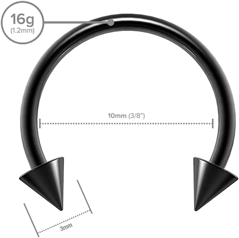 2pc Surgical Stainless Steel Horseshoe Hoop 4mm Spike Circular Barbells Earrings Cartilage Helix Septum Nose Lip Rings Spike (choose Color, Gauge, Diameter)