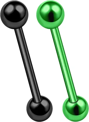 2Pcs Anodized Titanium G23 14g tongue piercing jewelry Piercing Jewelry 5mm Ball More Choices