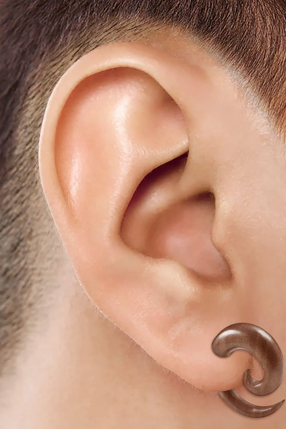 2PCS Flesh Sawo wood spiral coil taper Ear Taper Earring Piercing Stretching Gauge Piercing Jewellery Choose Sizes