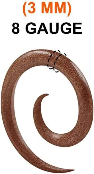 2PCS Flesh Sawo wood spiral coil taper Ear Taper Earring Piercing Stretching Gauge Piercing Jewellery Choose Sizes