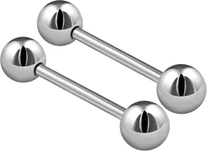 2PCS Stainless Steel Stud Barbell Tongue Rings 14 Gauge 6mm Ball Nipple Bars Piercing Jewelry See More Sizes
