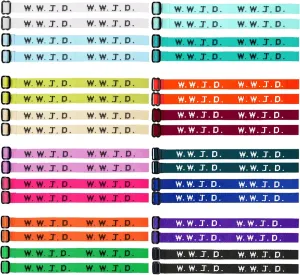 32Pcs W.W.J.D. Webbing Bracelets What Would Jesus Do Bracelets Handmade Colorful Adjustable Woven Wristbands Religious WWJD Bracelet for Fundraisers