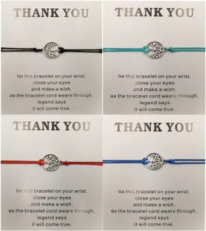 4 Pcs Promise Distance Matching BraceletsAdjustable Handmade Tree of Life Bracelet Friendship Bracelet Thank You Jewelry with Message Card Gifts for Women