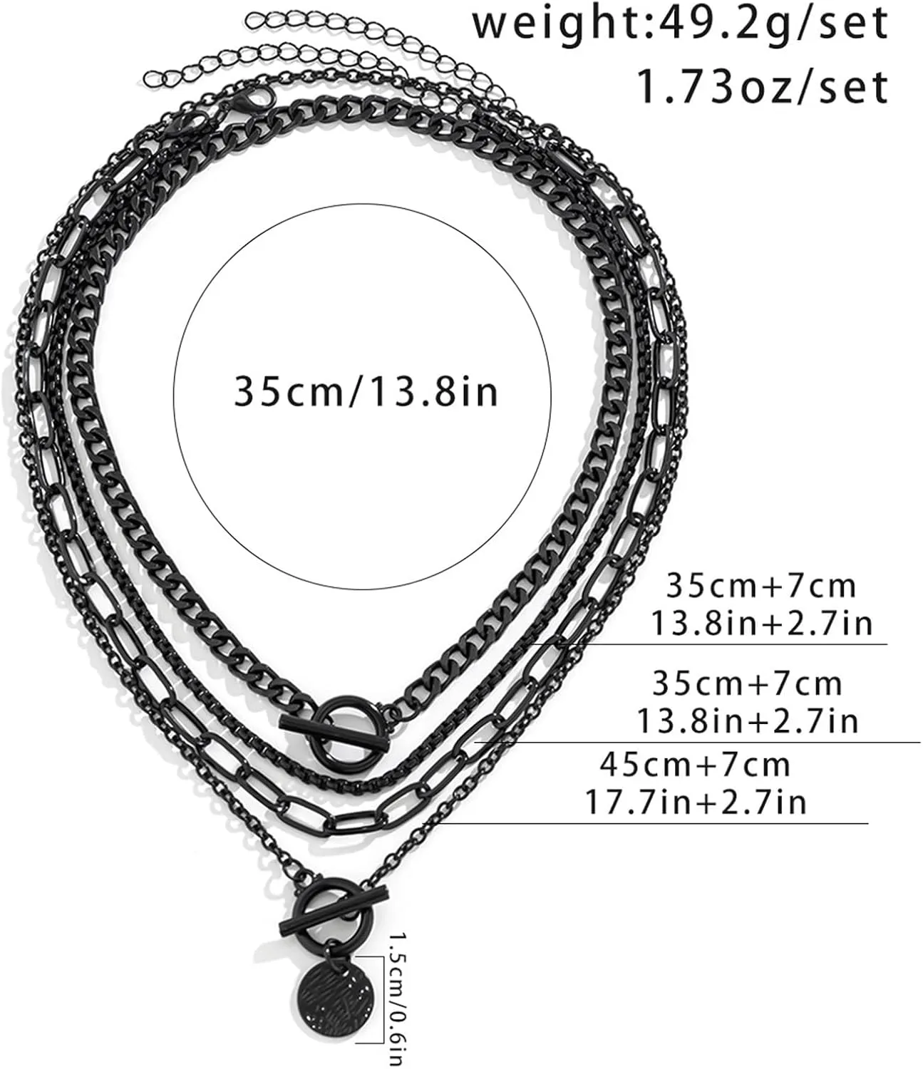 4pcs Black Layered Necklaces for Women,Vintage Fashion Heart/Coin/Star Pendant Necklace Punk Chunky Chain Choker Multilayer Aesthetic Adjustable Hiphop Necklaces Set Halloween Jewelry Gift