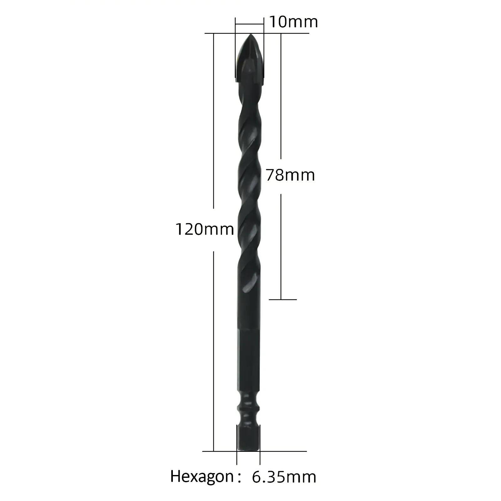 4PCS Drill Set | Hex Tile Drill Bit | Glass Ceramic Bric | Hex Shank Cross Spear Head