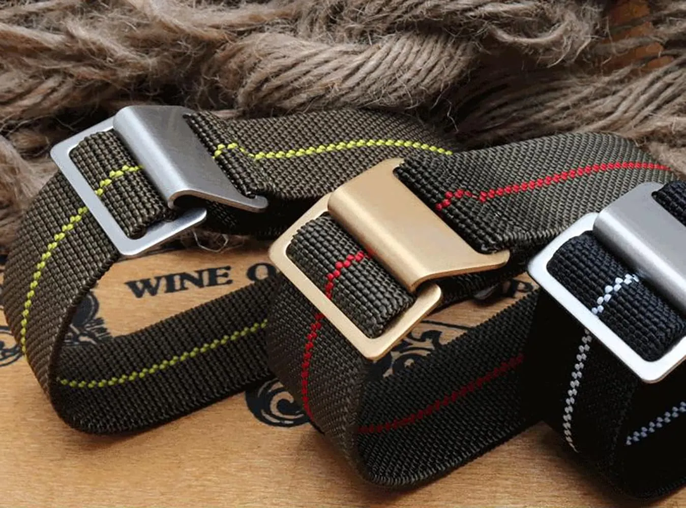 60's French Troops Parachute Special Elastic Nylon Watch Band Man's Universal Hook-and-Loop Nylon Strap 20/21/22mm