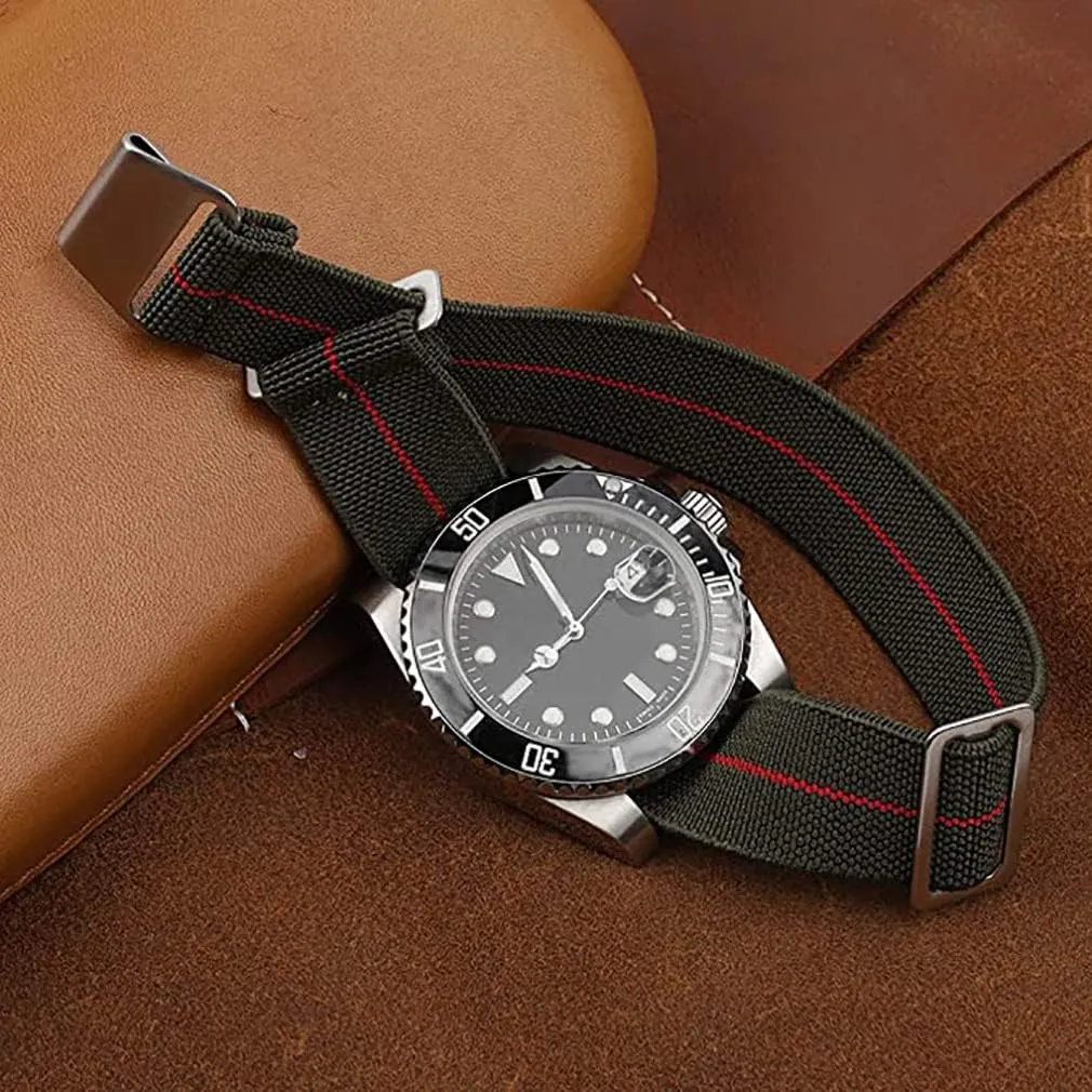 60's French Troops Parachute Special Elastic Nylon Watch Band Man's Universal Hook-and-Loop Nylon Strap 20/21/22mm