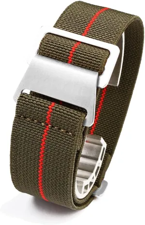 60's French Troops Parachute Special Elastic Nylon Watch Band Man's Universal Hook-and-Loop Nylon Strap 20/21/22mm