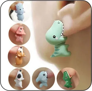 7 Pairs Cute Animal Bite Earrings for Women Cute Stuff 3D Dinosaur Cat Bear Frog Earrings Cute Dino Stud Earrings Funny Pet Jewelry Gifts for Animal Lovers
