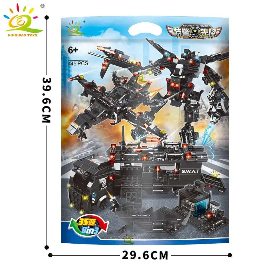 8in1 SWAT Police Command Truck Building Blocks City Helicopter Bricks Kit Educational Toys