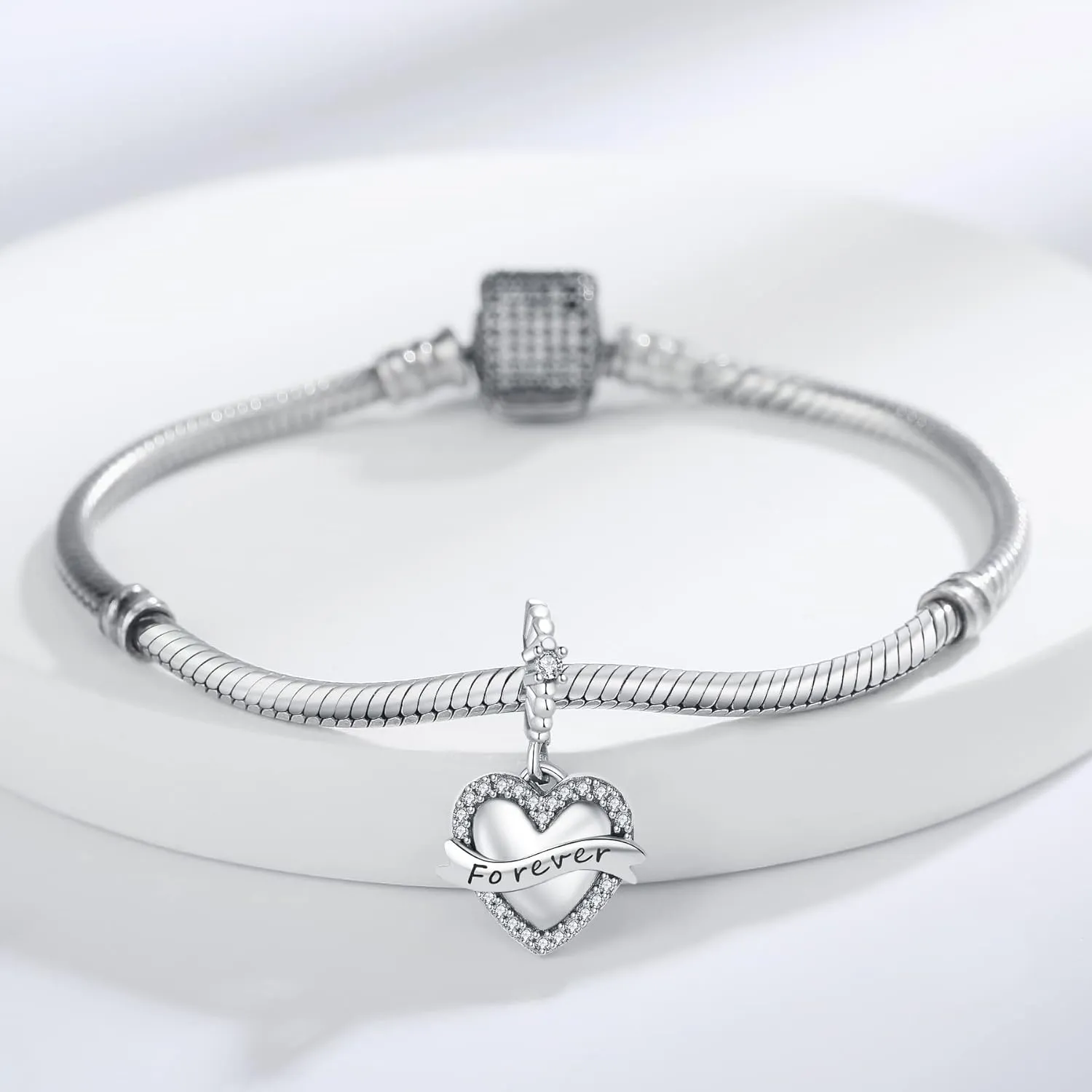 925 Sterling Silver Charms Fit Pandora Charms Bracelet I Love You to The Moon and Back Fit Wife Mom Christmas Birthday Gift