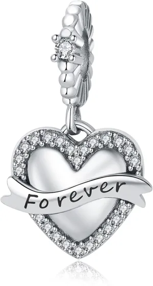 925 Sterling Silver Charms Fit Pandora Charms Bracelet I Love You to The Moon and Back Fit Wife Mom Christmas Birthday Gift