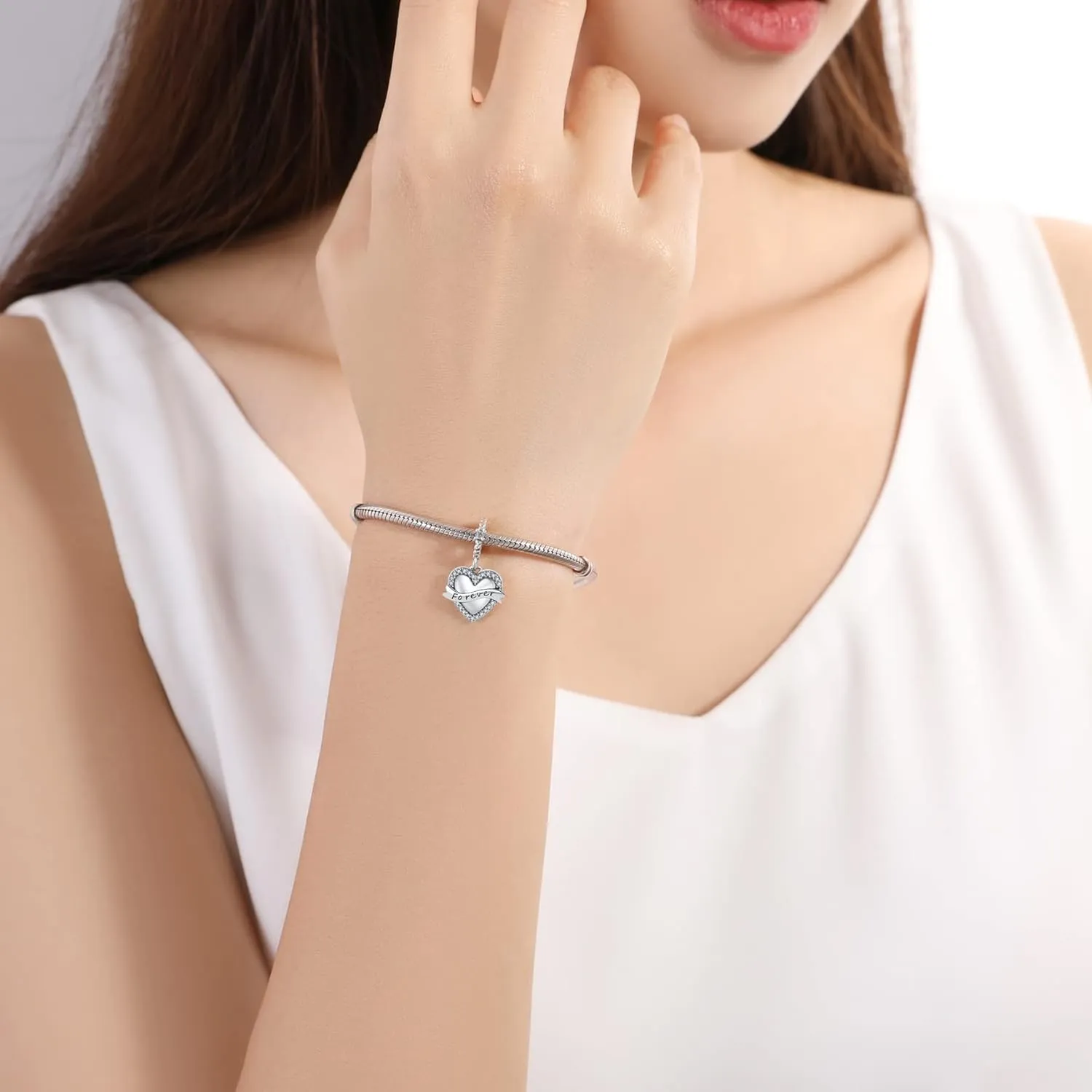 925 Sterling Silver Charms Fit Pandora Charms Bracelet I Love You to The Moon and Back Fit Wife Mom Christmas Birthday Gift