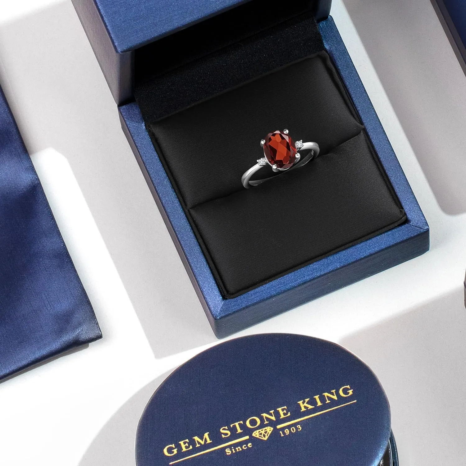 925 Sterling Silver Gemstone Birthstone and White Diamond Accent 3-Stone Ring for Women | 10X8MM Oval with 1.5MM Accents | Fine Jewelry for Engagement Wedding Anniversary Promise | Sizes 5-9