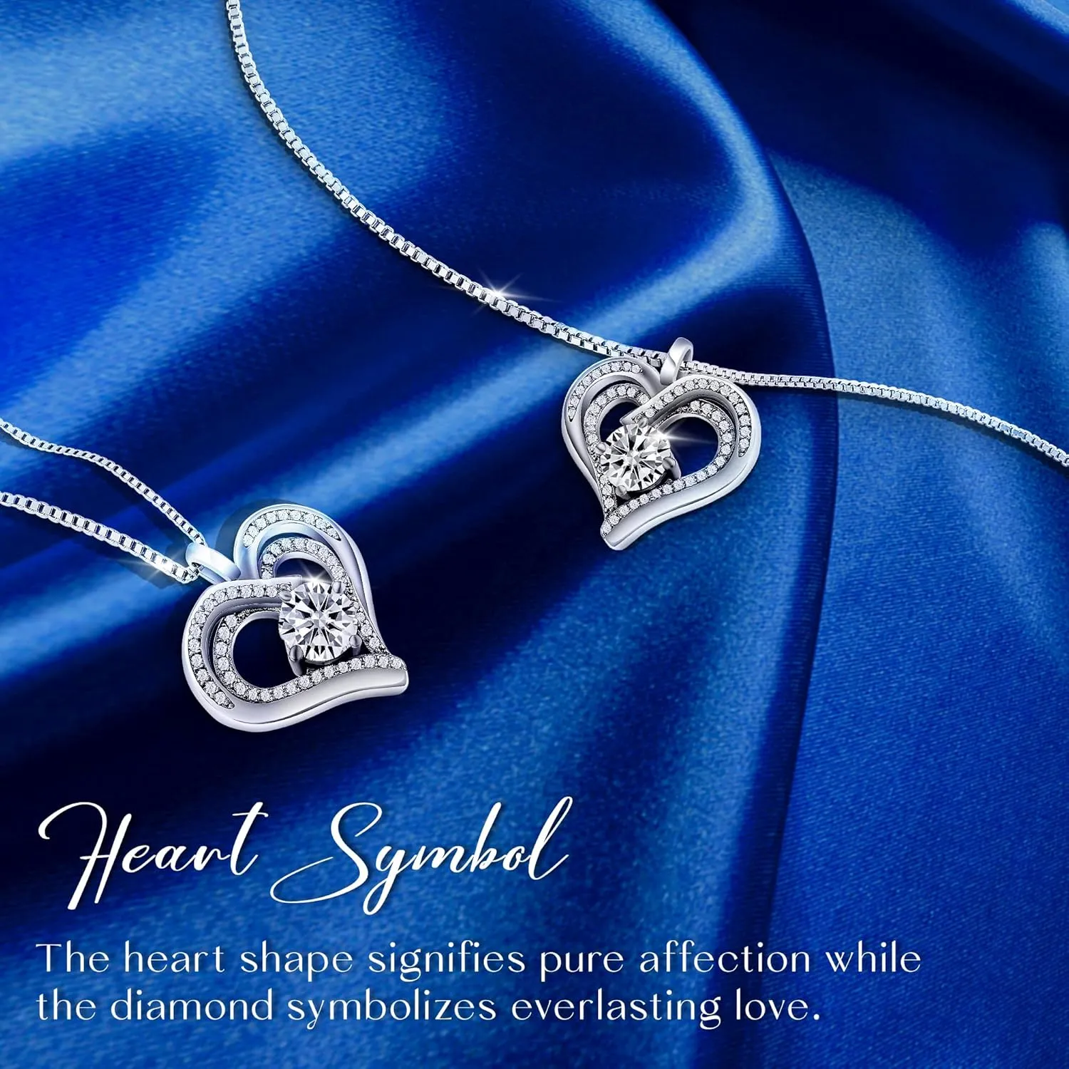925 Sterling Silver Heart Pendant Necklace for Women - GRA-Certified 1 & 2 CT Moissanite Jewelry, Luxury Valentines Day Gift, Anniversary, Birthday, or Wedding Jewelry, Perfect I Love You Gift