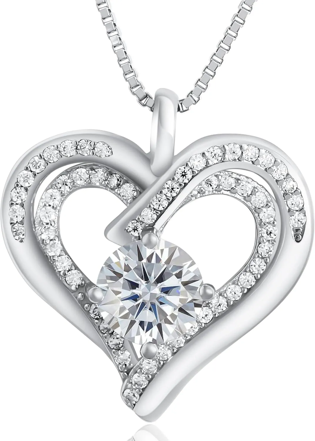 925 Sterling Silver Heart Pendant Necklace for Women - GRA-Certified 1 & 2 CT Moissanite Jewelry, Luxury Valentines Day Gift, Anniversary, Birthday, or Wedding Jewelry, Perfect I Love You Gift