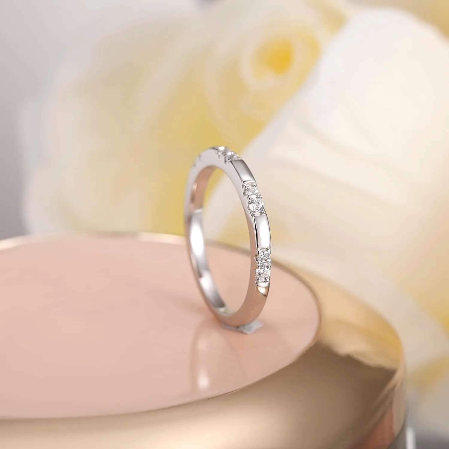 925 Sterling Silver Rings for Women Ladies Wedding Band V Shaped Heatbeat Pattern Cubic Zirconia Engagement Eternity Ring Thin Stackable Comfort Fit Size 4-12