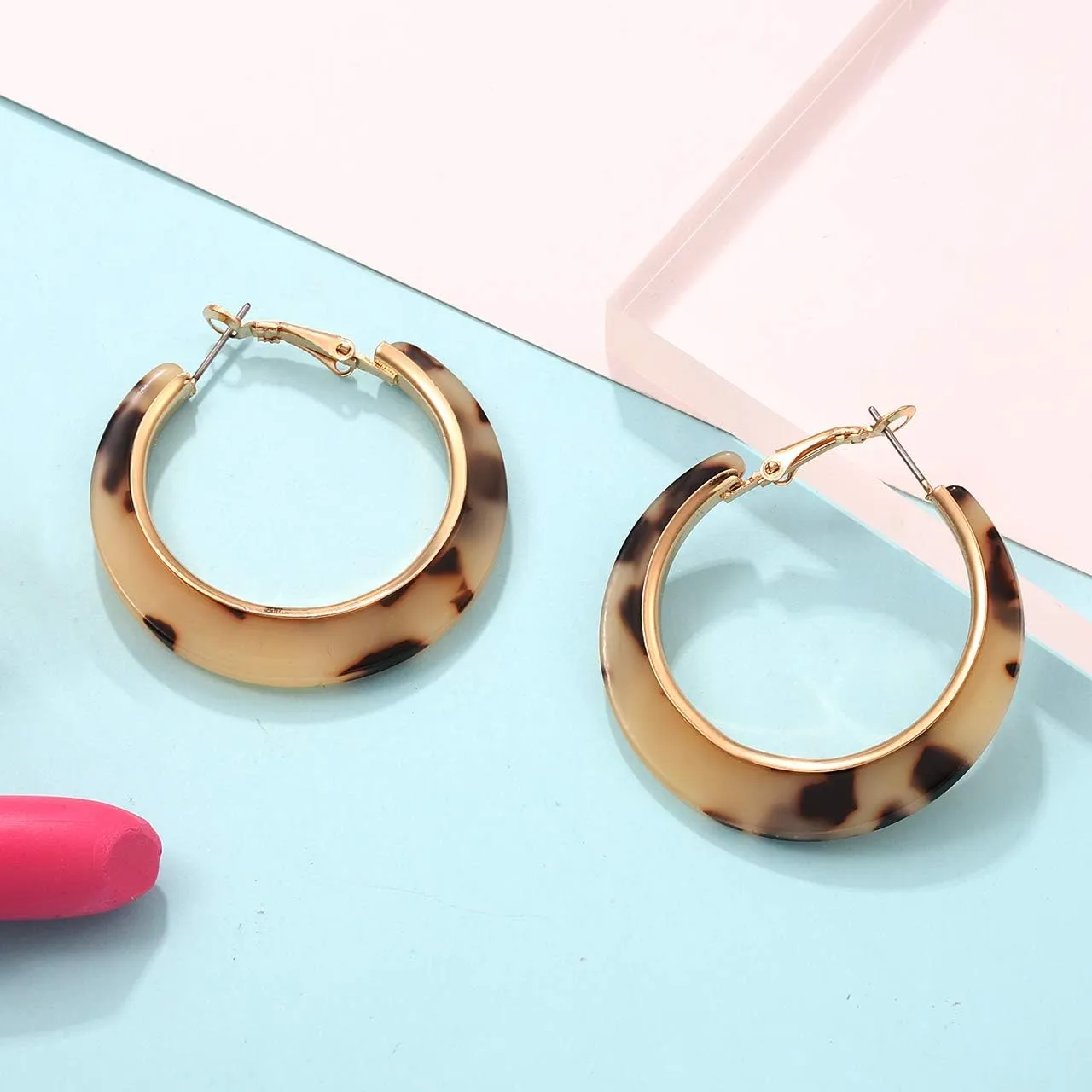 Acrylic Hoop Earrings for Women Resin Floral Earring Spring Summer Earrings Beach Jewelry Statement Fashion Accessories