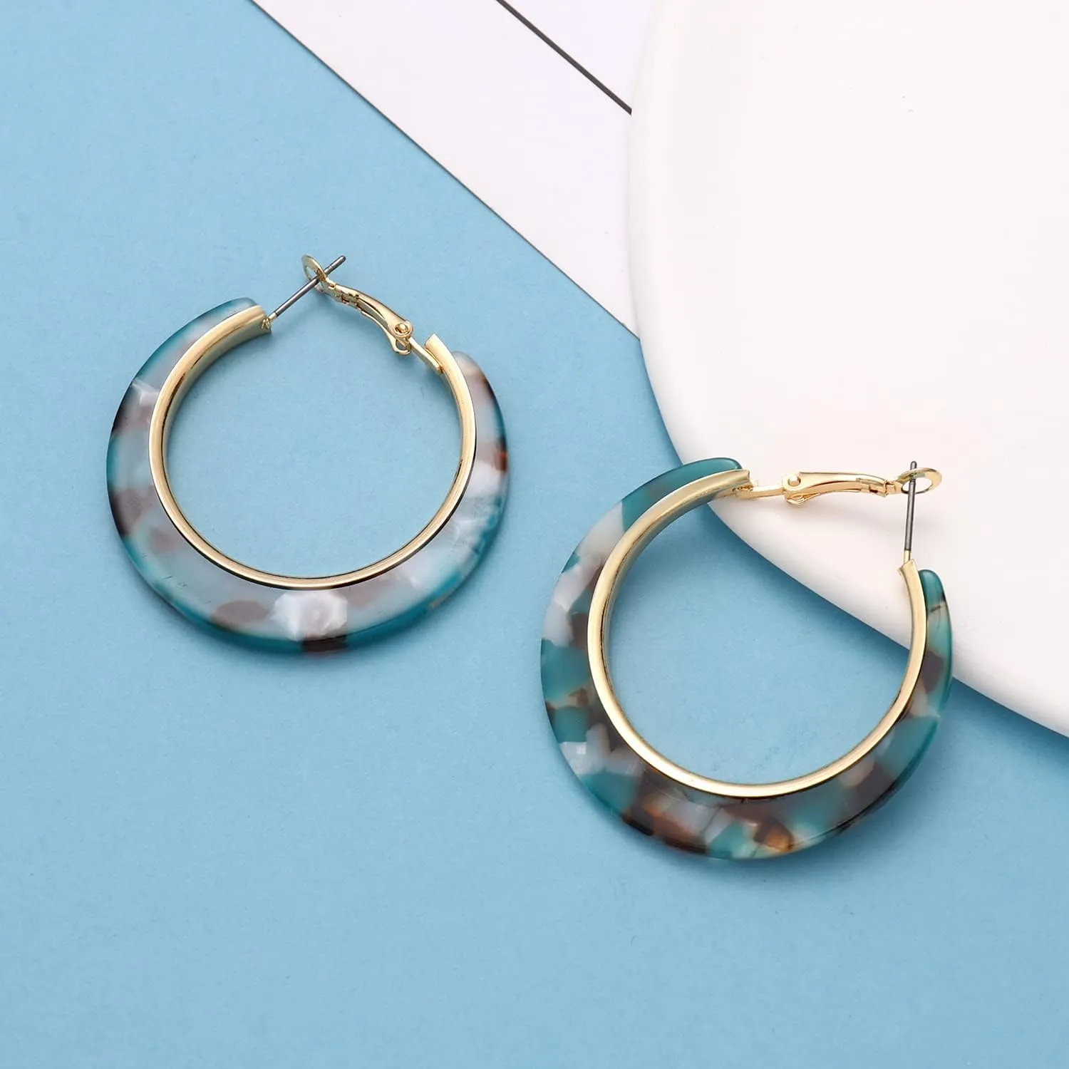 Acrylic Hoop Earrings for Women Resin Floral Earring Spring Summer Earrings Beach Jewelry Statement Fashion Accessories